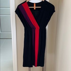 Black Colorblock Jersey Dress XS
